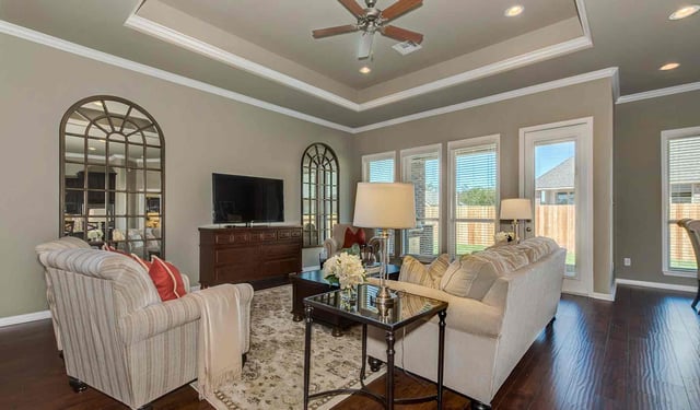 family room with furniture in castlegate ii model home