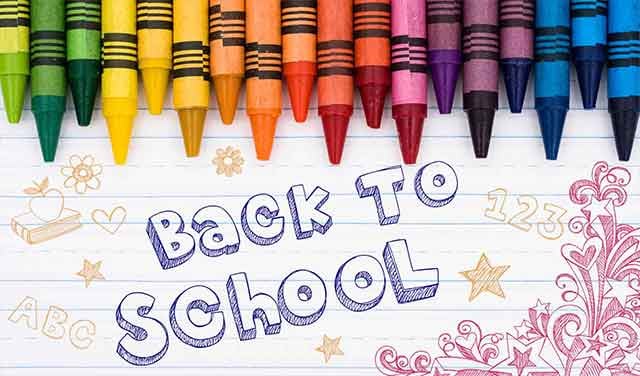 back to school doodle with crayons