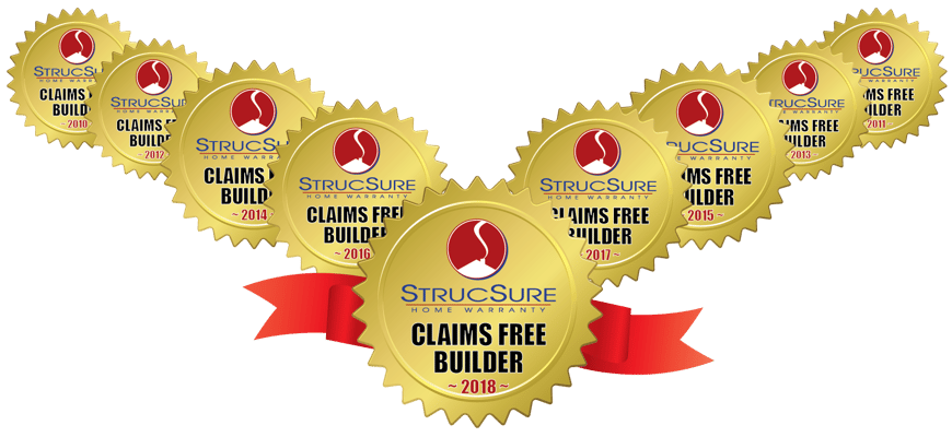Omega Builders has won many StrucSure Claims Free Builder Home Warranty Awards