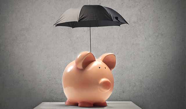 piggy bank with umbrella 